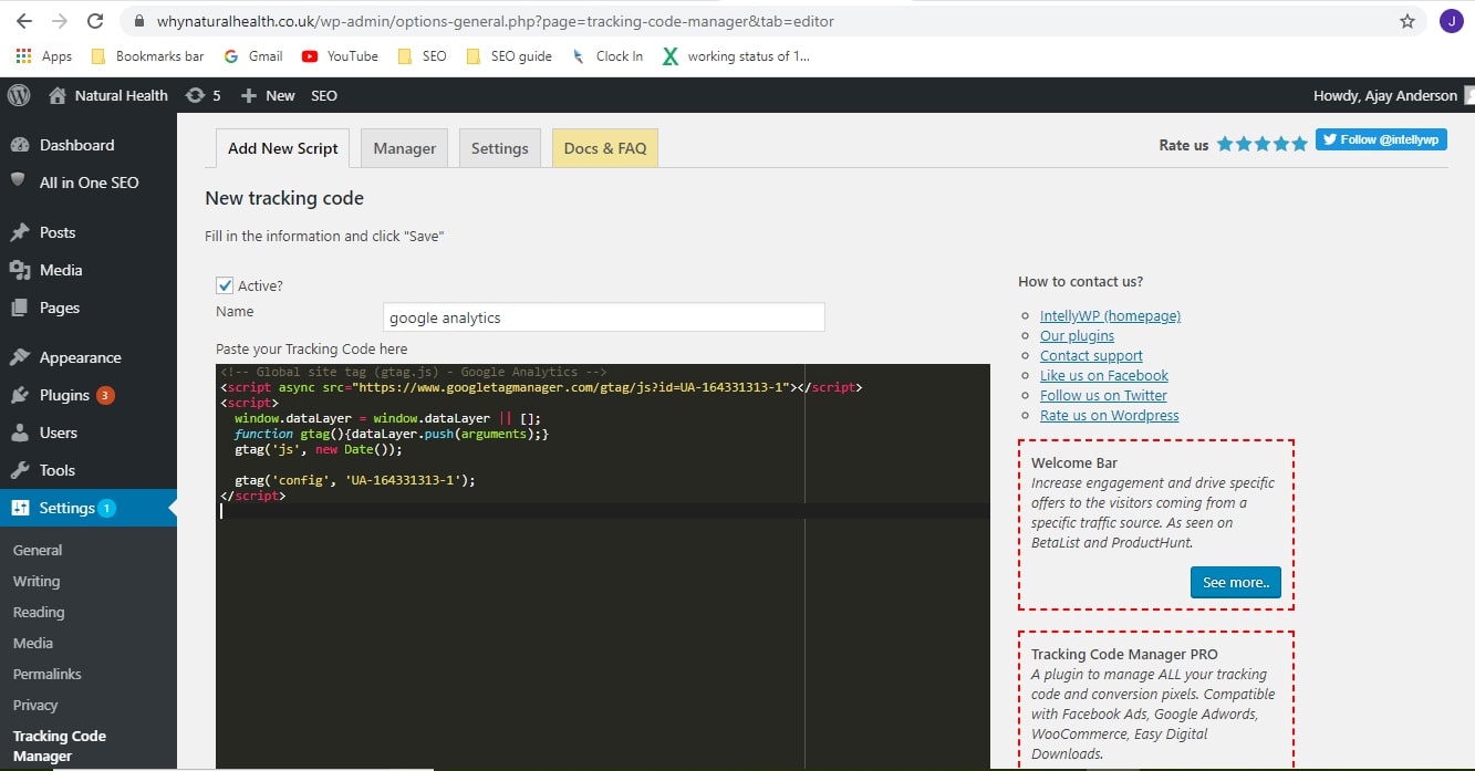 Google analytics coding